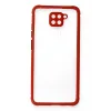 Newface Xiaomi Redmi Note 9 Kılıf Miami Şeffaf Silikon - Kırmızı