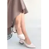 Nitya Bej Baskılı Rugan Topuklu Ayakkabı