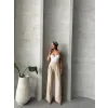Pileli keten pantolon s255046