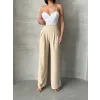 Pileli keten pantolon s255046