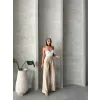 Pileli keten pantolon s255046