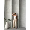 Pileli keten pantolon s255046