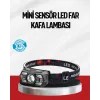 Sensörlü LED Kafa Lambası Kırmızı Beyaz Işık Ayarlanabilir