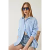 Tek cepli müslin gömlek mavi pt