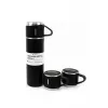 Termos Paslanmaz Çelik Termos Siyah Renk 3 Bardaklı Termos Seti
