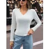 V yaka kaşkorse bluz beyaz w3817