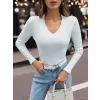V yaka kaşkorse bluz beyaz w3817