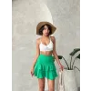 Valonlu fırfırlı etek yeşil s24681
