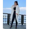 Yarasa kol uzun triko hırka beyaz