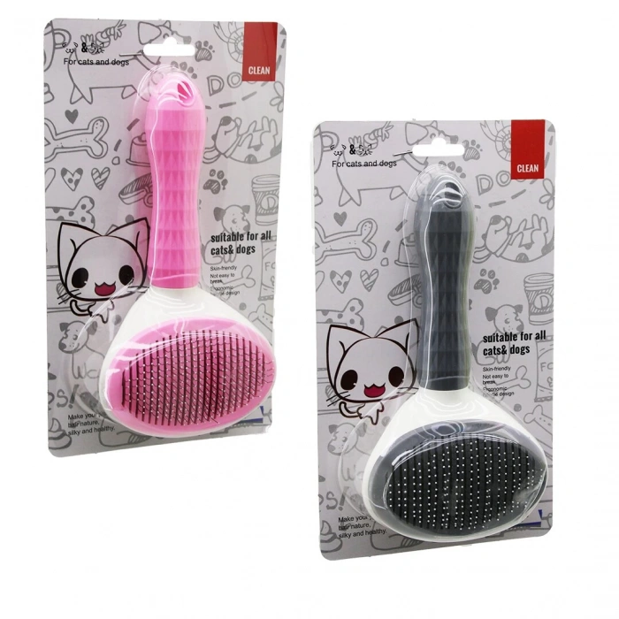 Pratik Pet Tüy Fırçası Kedi - Köpek Tarak - Temizlik Fırçası Bas=tarak Temizle Tuşlu Pet Shop