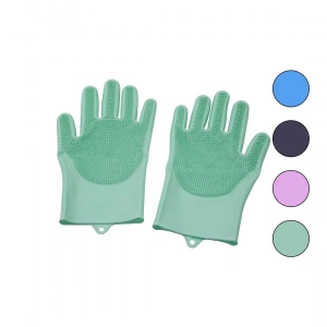 2pcs   Renkli Silikon   Tırtırlı  Bulaşık Eldiveni