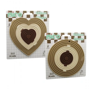 3in1= Bütün - 3 Boya Ayrılır   Silikon  Mat - Nihale  Kalpli=7.7-12.5-19cm   Yuvarlak=7-12.5-19.5cm