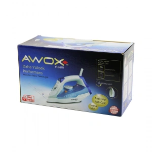 Awox Steam-1716 Buharlı Ütü Seramik Taban 2600w 360 Derece Dönebilen Kablo - 490ml Şeffaf Su Tankı