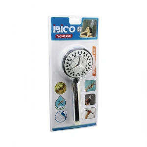 Mercedes Orta Yuvarlak- Bombeli=9.5cm Duş Başlık Kademeli Krom Gövde- Siyah Kenar-iğnesap:13.5cm