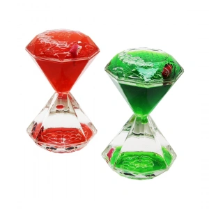 Renkli Sulu   Elmas Şekil  Kum Saati  Mika Kristal Plastik   2pcs Balıklı