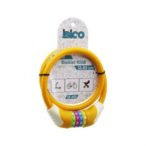 Şifreli Kalın Bisiklet Kilit Çelik Tel Turuncu Renkli Kılıf 12mmx80cm