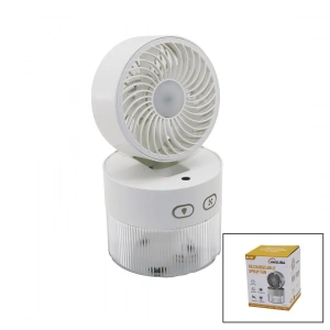 Su Spreyli  Katlanır Başlık - 90 Derece Işıklı Usb Mini Fan Çap=11.2cm - Y:13.5-20.5cm 3 Kademe Hız  350ml