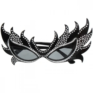 Taşlı Göz Kamaştıran Gecenin Yıldızı Siyah Parti Alev Gözlük