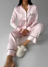Pembe Saten Pijama Takım