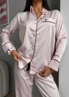 Pembe Saten Pijama Takım