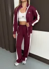 Alo Bordo Beyaz Şerit Detaylı Premium 3’Lü Eşofman Takımı