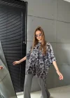 Gri Oysho Kumaş Özel Seri Leopar Desen Oversize Takım