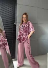 Fuşya Oysho Kumaş Özel Seri Leopar Desen Oversize Takım