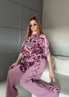 Fuşya Oysho Kumaş Özel Seri Leopar Desen Oversize Takım