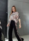 Bej Oysho Kumaş Özel Seri Leopar Desen Oversize Takım