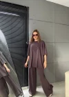 Vizon Oysho Kumaş Oversize Tişört Bol Paça Pantolon Rahat Kesim Takım