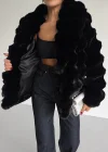 Noir Luxe Dalga Dokulu Premium Kürk Ceket