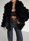Noir Luxe Dalga Dokulu Premium Kürk Ceket