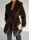 Leopar Desen Uzun Kürk