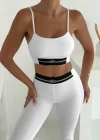 Beyaz Alo İp Askılı Tayt Takım