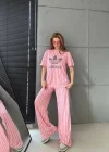 Fuşya Çizgili Salaş İkili Takım – Trend Oversize Stil