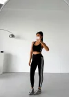 Siyah Yüksek Bel Toparlayıcı Spor Tayt & Şık Crop Takım Esnek, Rahat ve Fit Görünüm