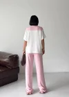 Soft Pembe Rahat Takım – Basic Tişört & Yüksek Bel Salaş Pantolon Kombini