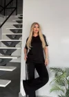 Siyah Işıltılı Taş Detaylı Siyah Takım – Şık & Rahat Oversize İkili Kombin