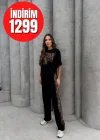 Siyah Leopar Detaylı Beyaz Eşofman Takım - Şık ve Rahat Günlük Stil
