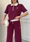 Bordo Premium Polo Yaka Fermuarlı Eşofman Takımı – Şık & Rahat Günlük Kombin