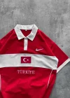 Türkiye Bayrak Detaylı Kırmızı Polo Tişört