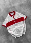 Türkiye Bayrak Detaylı Beyaz Spor Polo Tişört