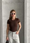 Kahve Kare Yaka Fit Bodysuit Şık & Esnek