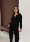 Siyah Alo Yarım Fermuarlı Takım