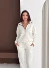 Beyaz Alo Yarım Fermuarlı Takım