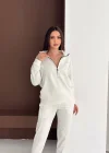 Beyaz Alo Yarım Fermuarlı Takım
