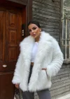 Beyaz Ceket Yaka Kürk Kaban