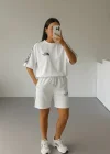 Beyaz NF Oversize Unisex Şortlu Takım