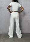 Beyaz Palazzo Crop İkili Takım