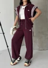 Bordo Beyaz 3 Çizgili Premium Takım